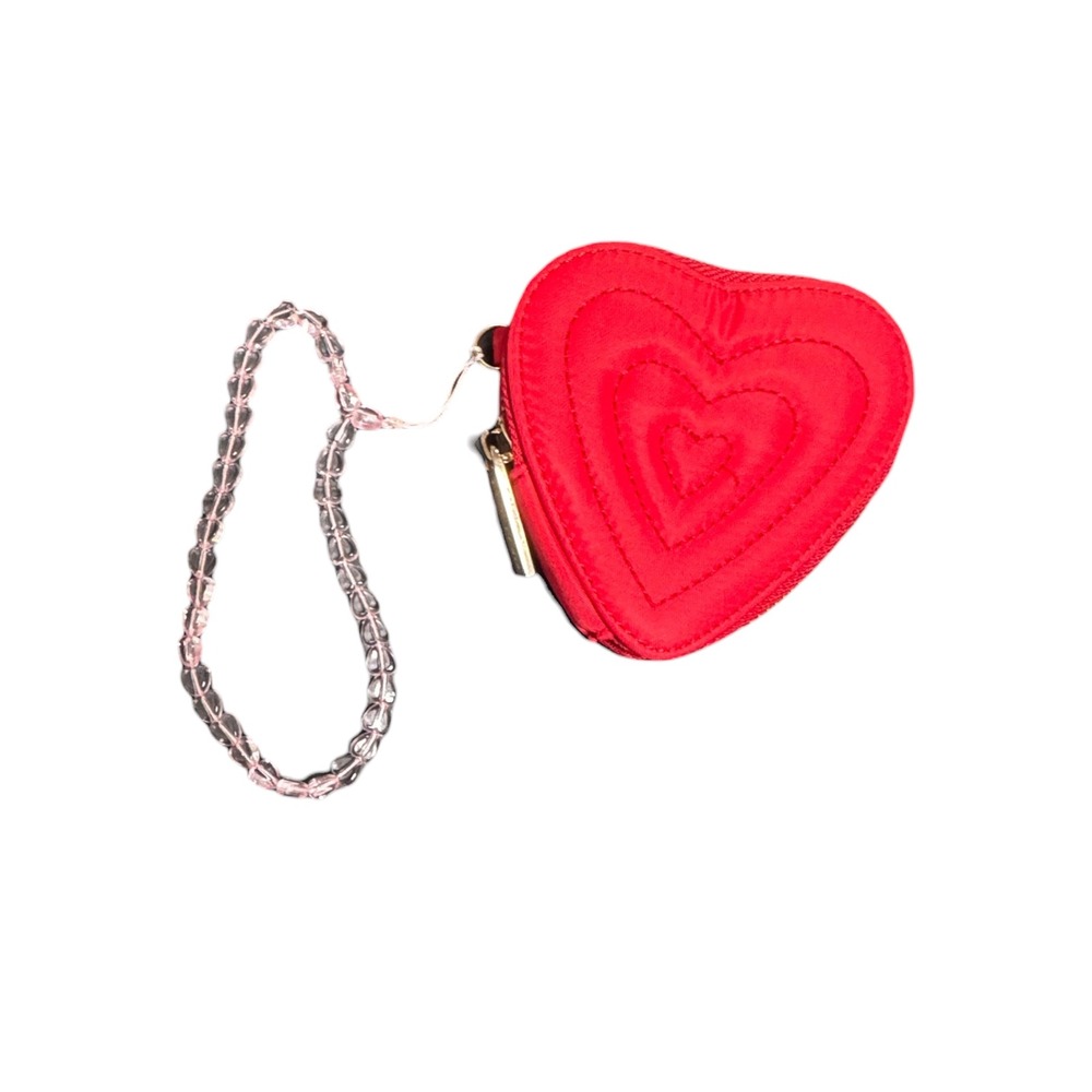 Skinnydip London Red Quilted Heart Coin Purse Beaded Wristlet Pouch